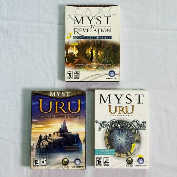 Myst PC Game Bundle - III, IV, Uru, Path of the Shell CIB Very Good - Picture 1 of 4